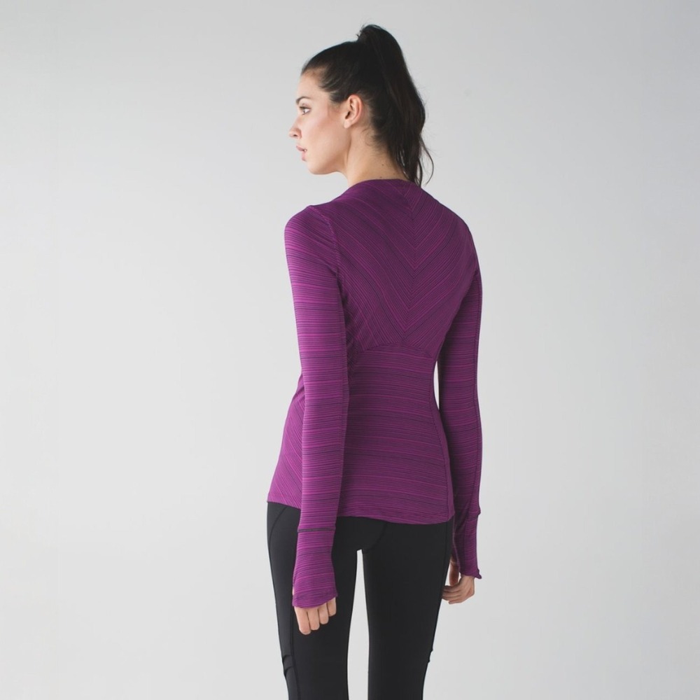 Lululemon Stripe Regal Plum Naval Blue Kanto Catch Me Long Sleeve Womens Size 4 - Picture 3 of 13